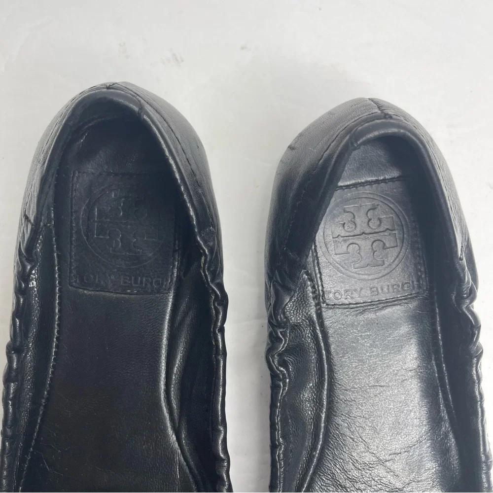 Tory Burch Black Ambrose Mestico Finni Leather Ballet Flat Size 5.5 Classic